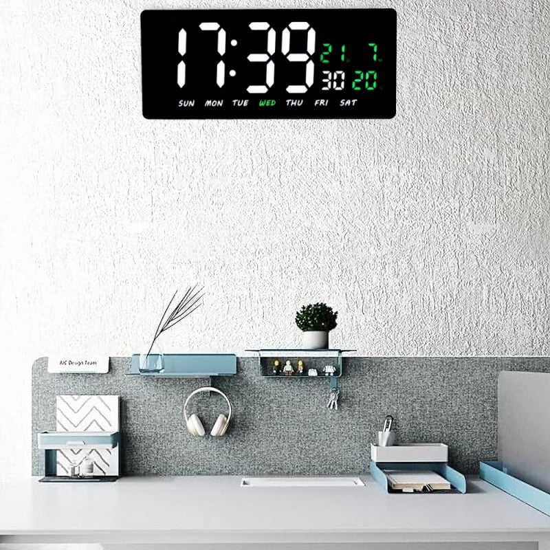 ساعة LED JH-3604 خضراء | منبه، تقويم، درجة الحرارة