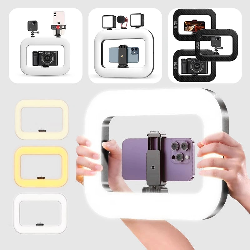 Smartphone Video Rig YM200-RGB avec Anneau Lumineux LED | Stabilisateur Vidéo Professionnel avec Batterie 8000mAh