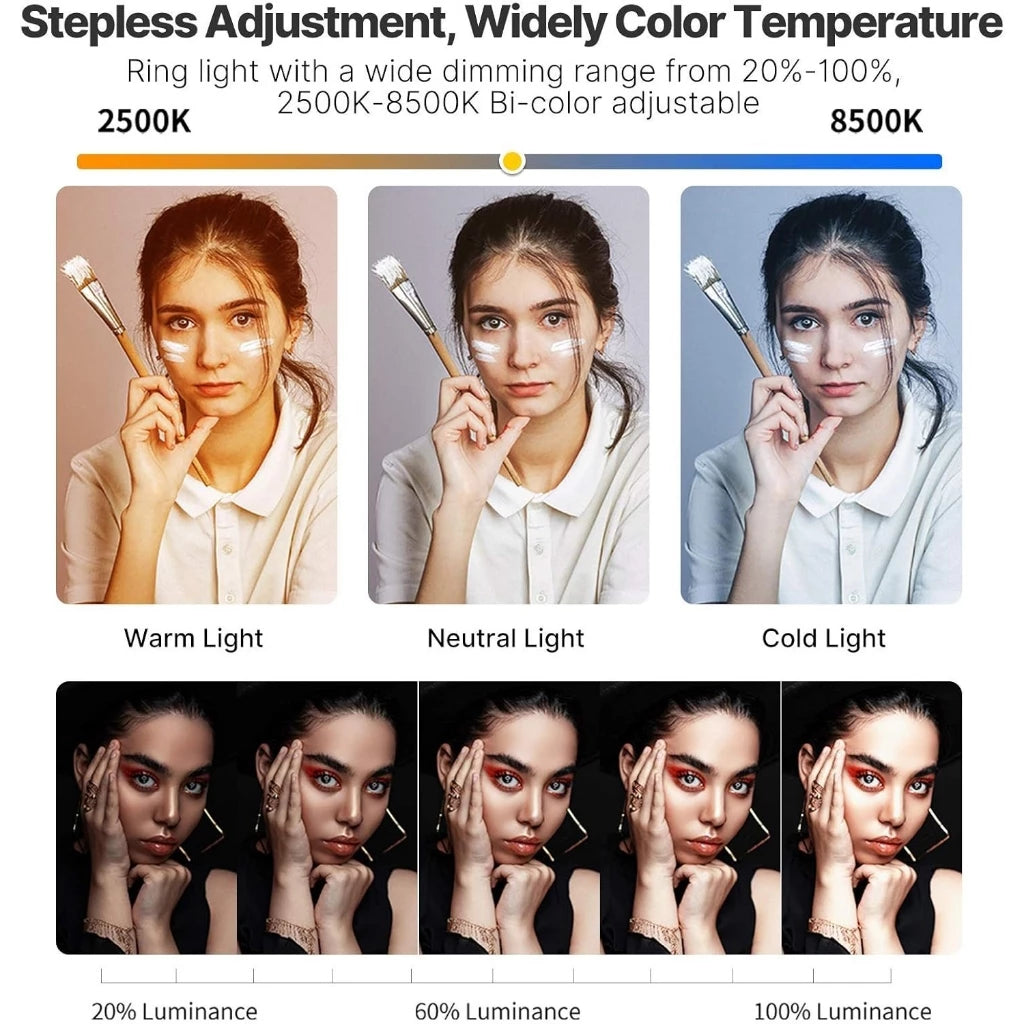Smartphone Video Rig YM200-RGB avec Anneau Lumineux LED | Stabilisateur Vidéo Professionnel avec Batterie 8000mAh