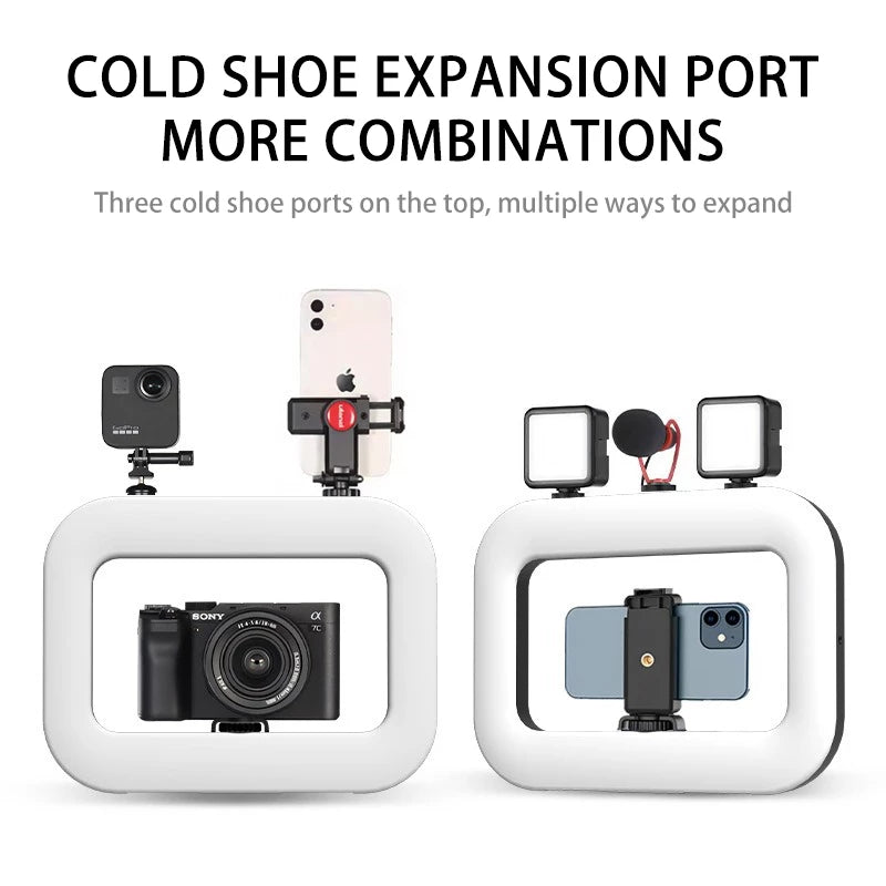 Smartphone Video Rig YM200-RGB avec Anneau Lumineux LED | Stabilisateur Vidéo Professionnel avec Batterie 8000mAh