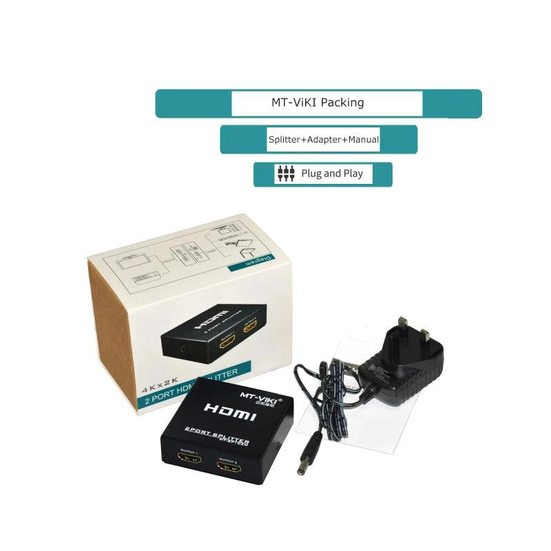 موزع HDMI 1x2 4K 30Hz - مدخل واحد إلى مخرجين - جودة Ultra HD