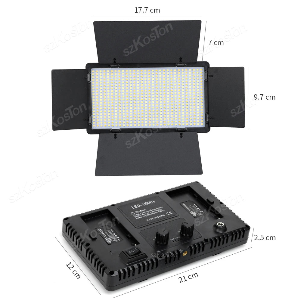 LED-U600+ لوحة إضاءة RGB ثنائية اللون 40 واط مع مزود طاقة - إضاءة احترافية (البطاريات غير مدرجة)