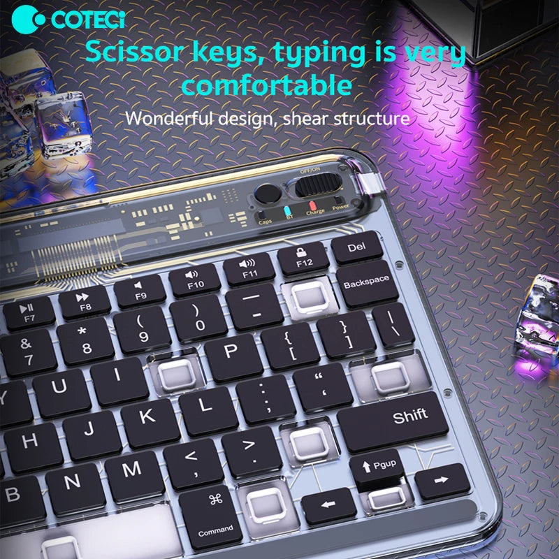 Clavier de Jeu COTECI Cyberpunk Magic Crystal 4.2 – Design Rétro et Multifonctionnel