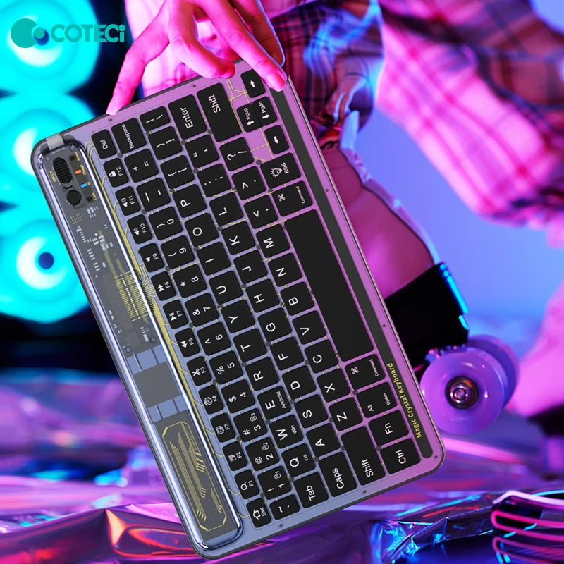 Clavier de Jeu COTECI Cyberpunk Magic Crystal 4.2 – Design Rétro et Multifonctionnel