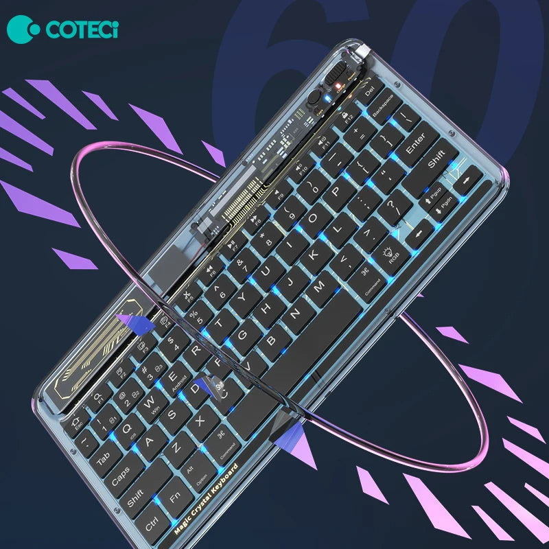 Clavier de Jeu COTECI Cyberpunk Magic Crystal 4.2 – Design Rétro et Multifonctionnel