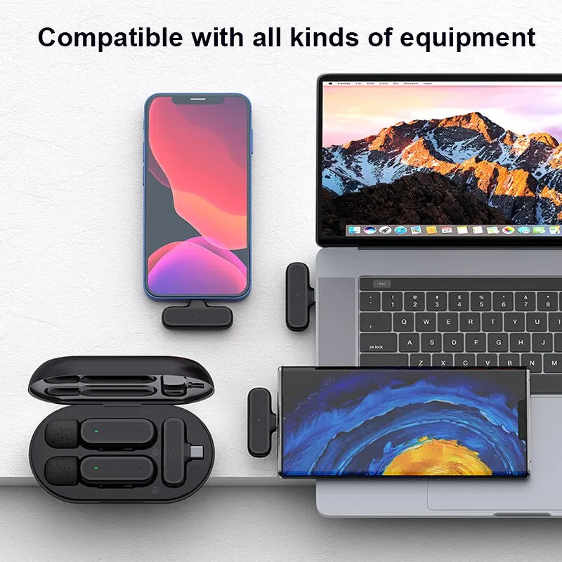 Microphone Lavalier Sans Fil avec Boîtier de Charge - Double Micro pour iPhone