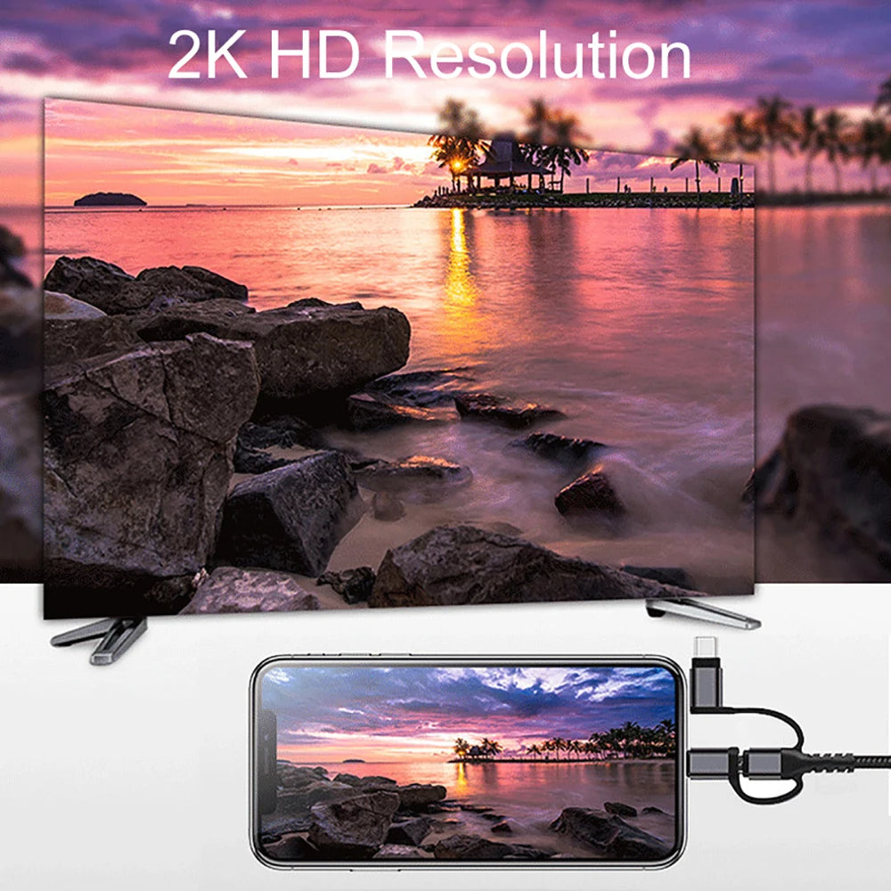 Câble HDMI 3 en 1 – USB-C / Micro USB / Lightning vers HDMI – Full HD 1080P – 60Hz