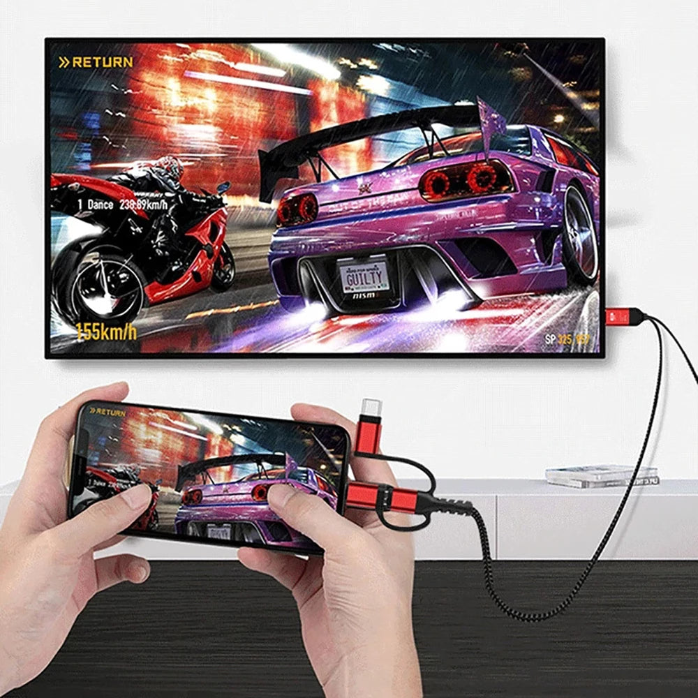 كابل HDMI 3 في 1 – USB-C / Micro USB / Lightning إلى HDMI – دقة Full HD 1080P – 60Hz