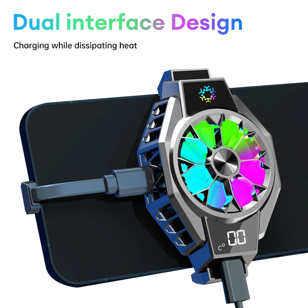 Ventilateur Refroidisseur Téléphone X9 avec Double Type-C et Effet RGB – Refroidissement Rapide -3°C