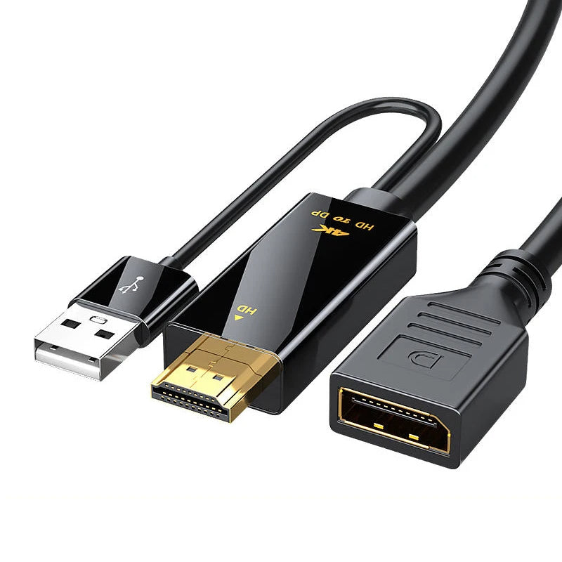 Adaptateur HDMI vers DisplayPort 4K@60Hz avec Câble d'Alimentation USB
