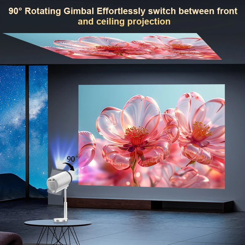 Projecteur 4K Android 13 – Mini Projecteur Portable WiFi6 Full HD 1080P avec LED Haute Luminosité