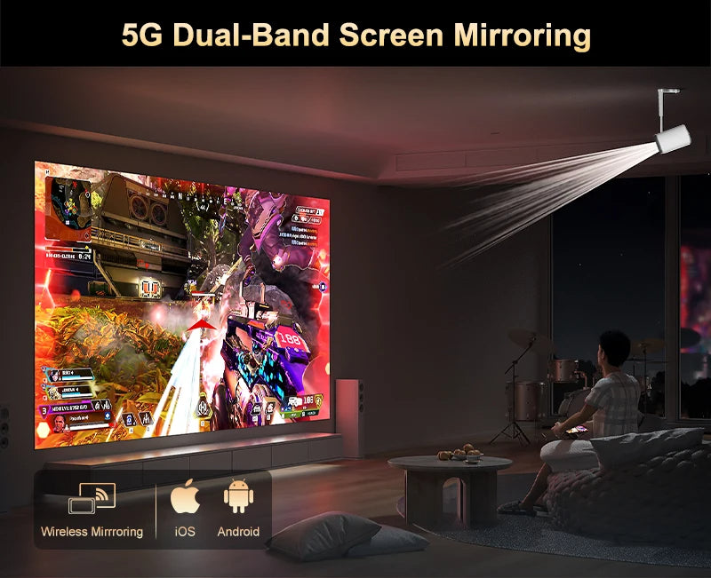 Projecteur 4K Android 13 – Mini Projecteur Portable WiFi6 Full HD 1080P avec LED Haute Luminosité