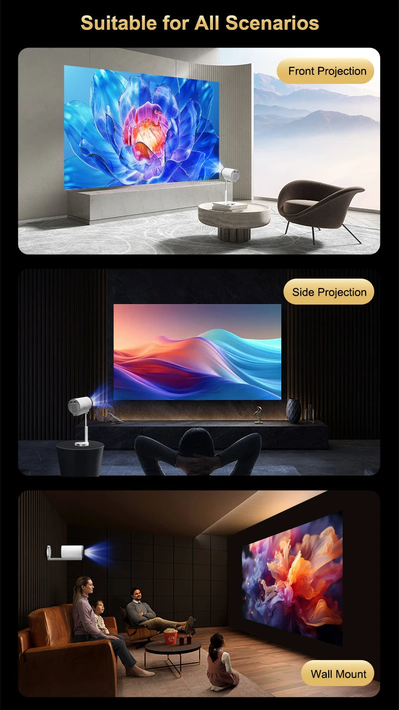 Projecteur 4K Android 13 – Mini Projecteur Portable WiFi6 Full HD 1080P avec LED Haute Luminosité