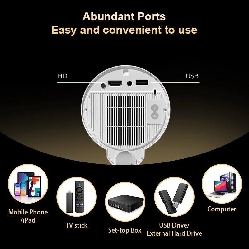 Projecteur 4K Android 13 – Mini Projecteur Portable WiFi6 Full HD 1080P avec LED Haute Luminosité