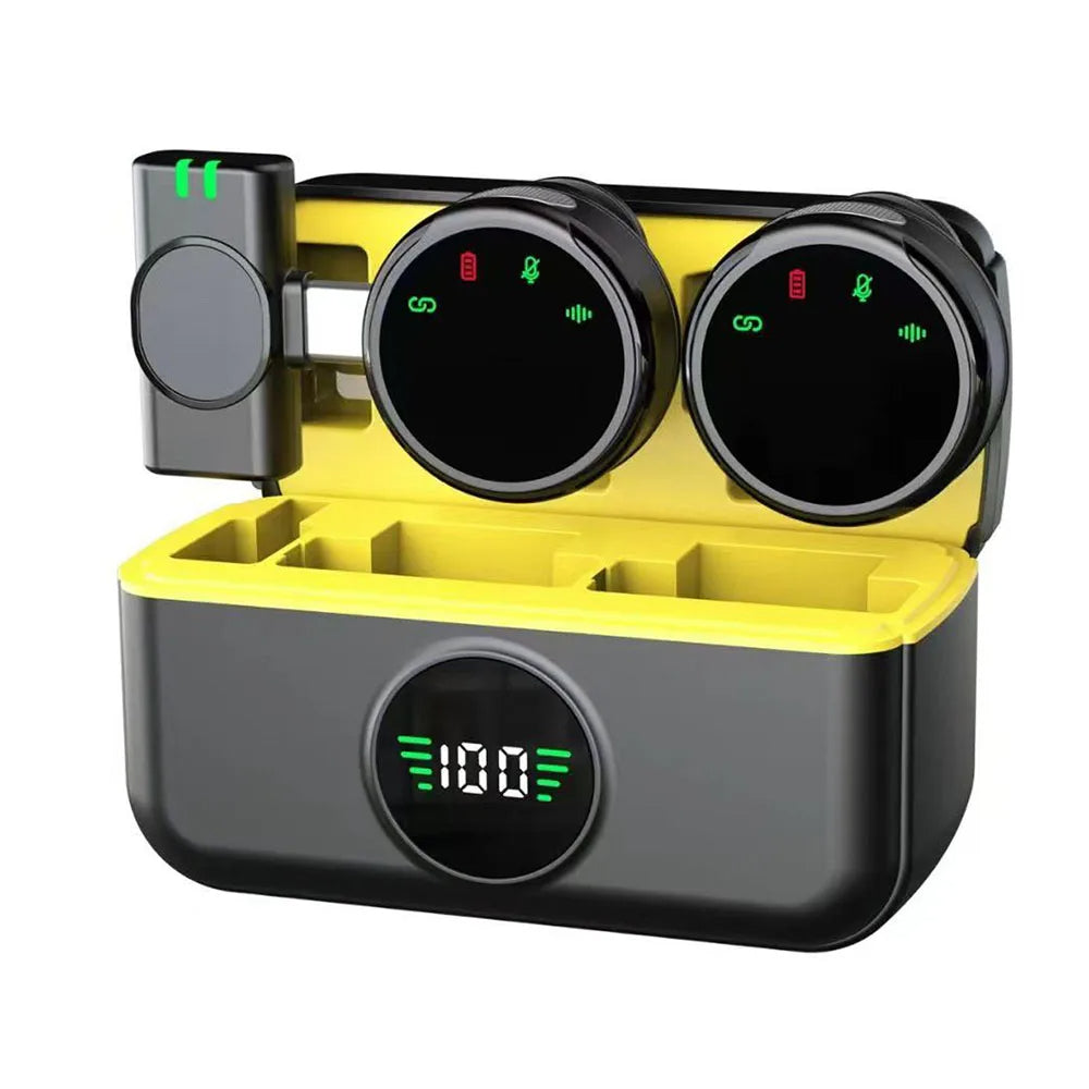 Microphone Lavalier Sans Fil – USB Type-C & iPhone – Clip Magnétique + Boîte de Recharge