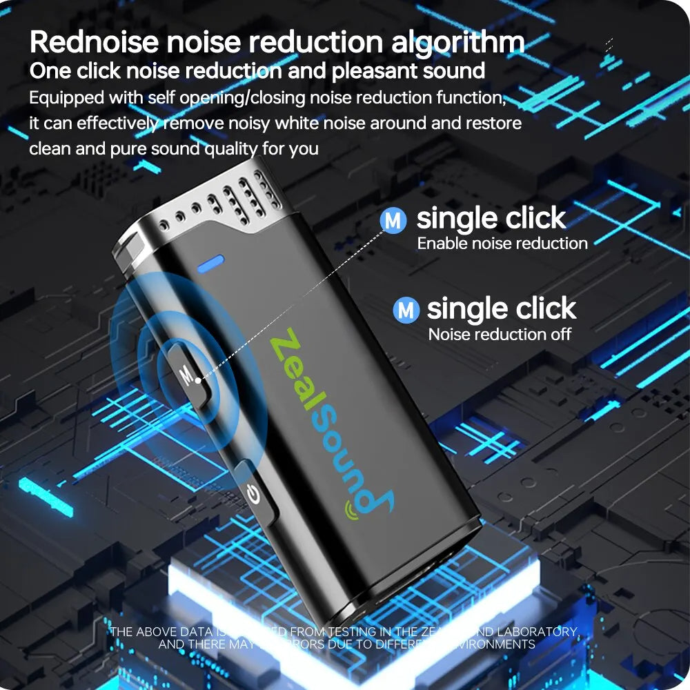 Microphone Lavalier sans fil Zealsound avec étui de charge pour iPhone, camera, Android