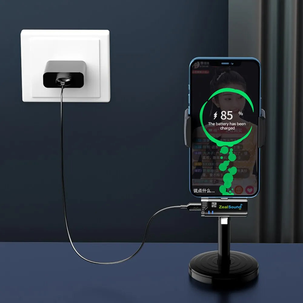 Microphone Lavalier sans fil Zealsound avec étui de charge pour iPhone, camera, Android