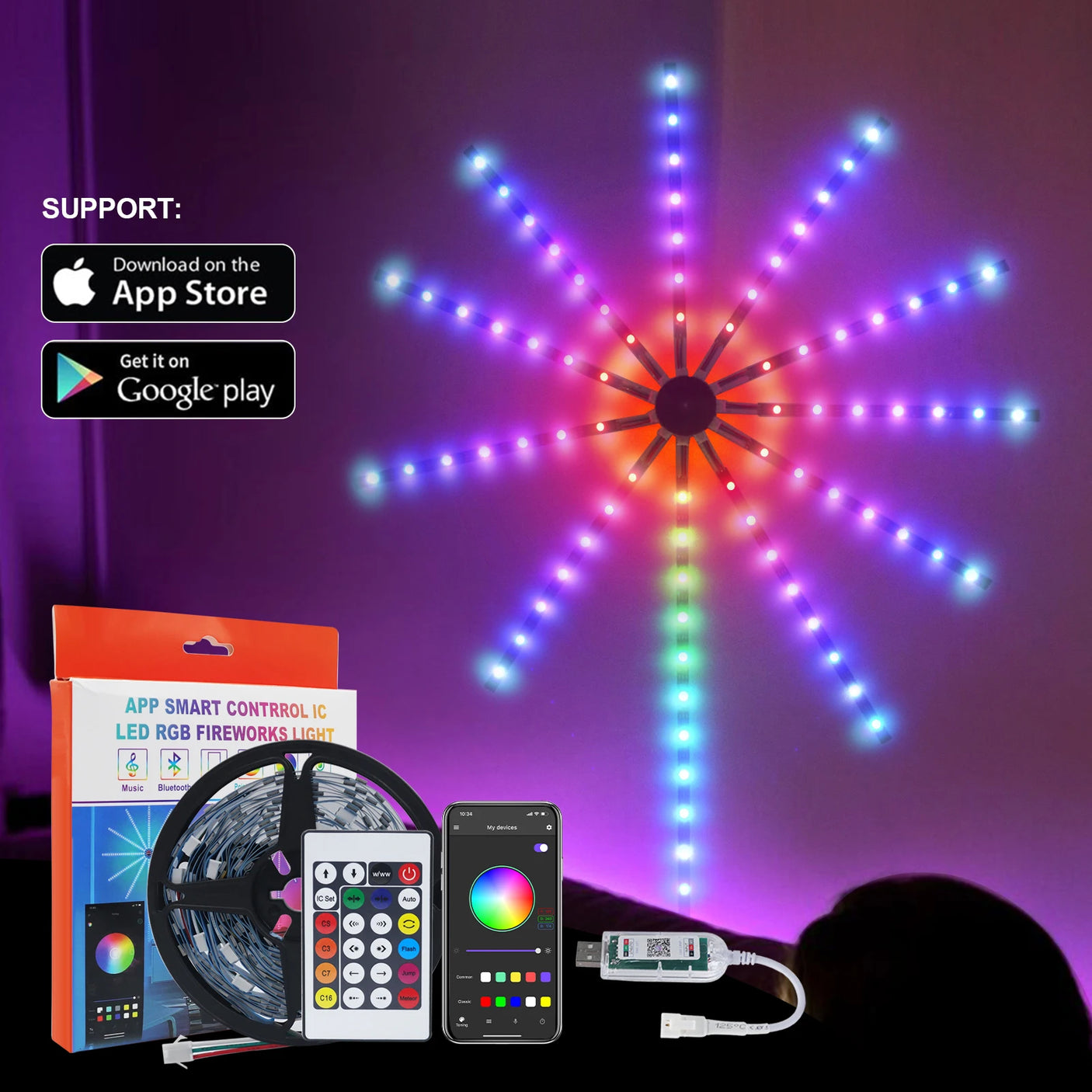 Bande LED RVB Bluetooth 5V USB - Décoration Murale et Ambiance 5M