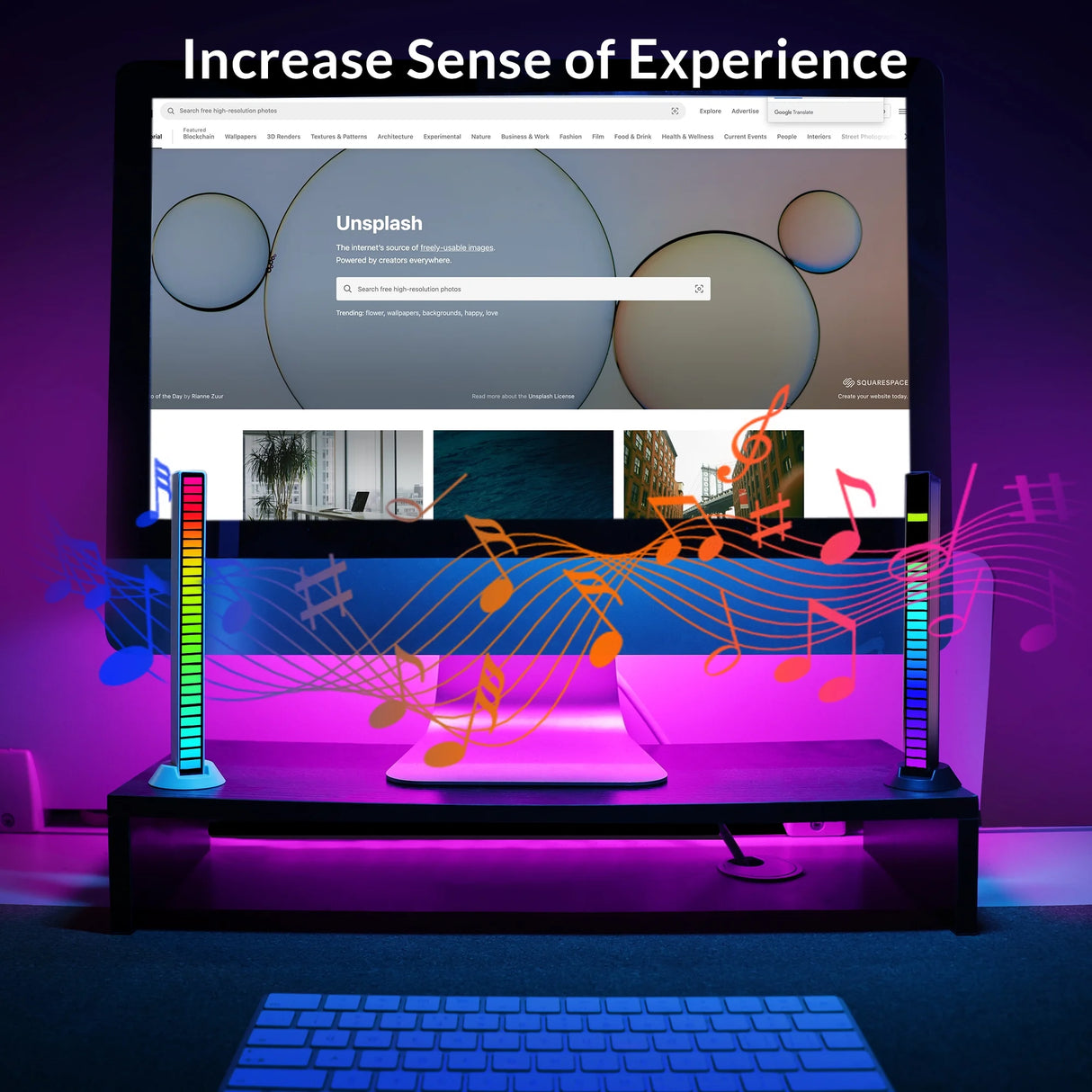 Pack de 2 Barres LED Music Level Light – 32 LEDs Multicolores Sensibles au Son