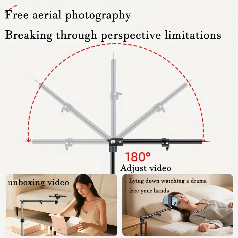 Trépied Métal Réglable 70-200 cm avec Bras Télescopique