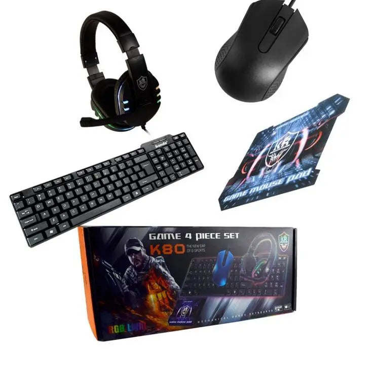 Ensemble de Jeu K80 4-en-1 – Clavier, Souris, Casque & Tapis