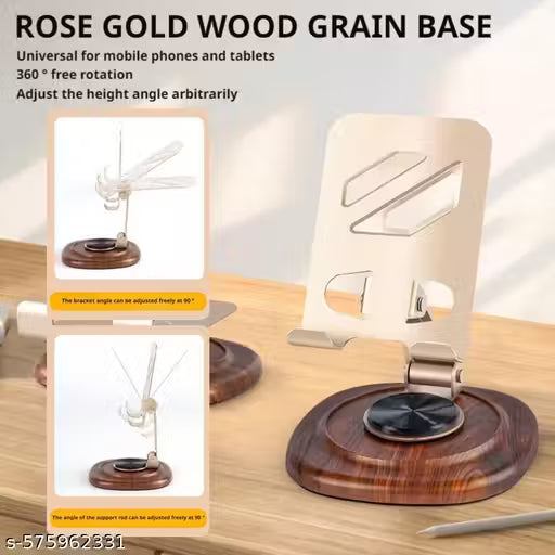 Support Téléphone Métal Réglable avec Base Bois – L-398