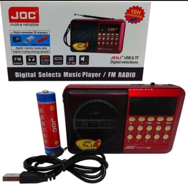 راديو رقمي قابل للشحن JOC H1011BT - FM، USB، TF، DSP، قرآن 60 حزب