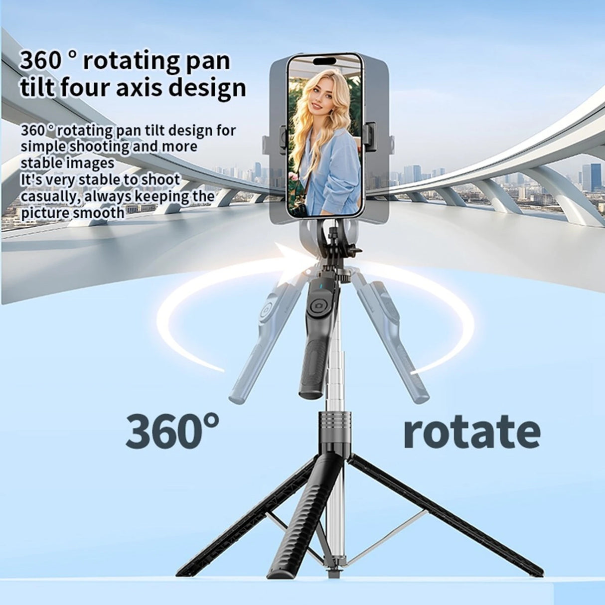 Perche Selfie K50 190 cm avec Trépied et Télécommande