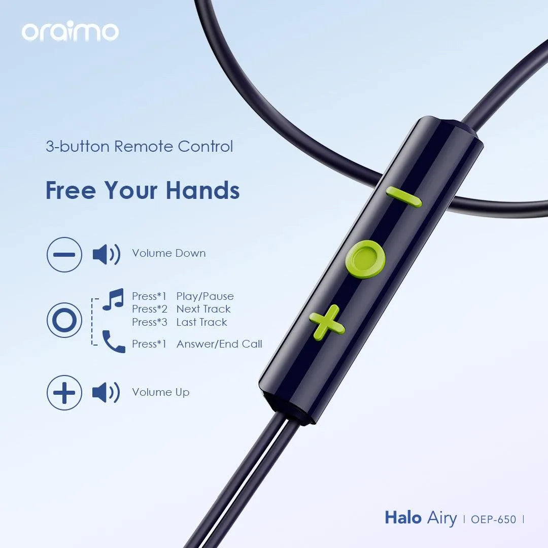 Oraimo Casque Filaire USB-C avec Contrôle Musique et Microphone (Bleu)