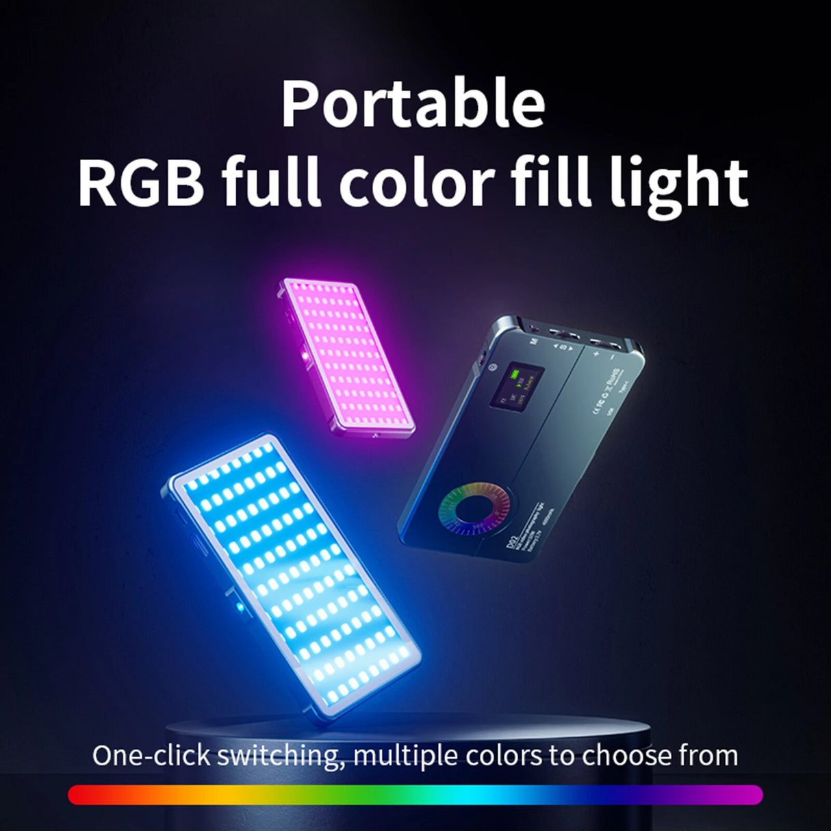 Lumière LED RGB D02 pour Caméra et Smartphone – 10W, Température 2500-9000K, 20 Effets Scènes