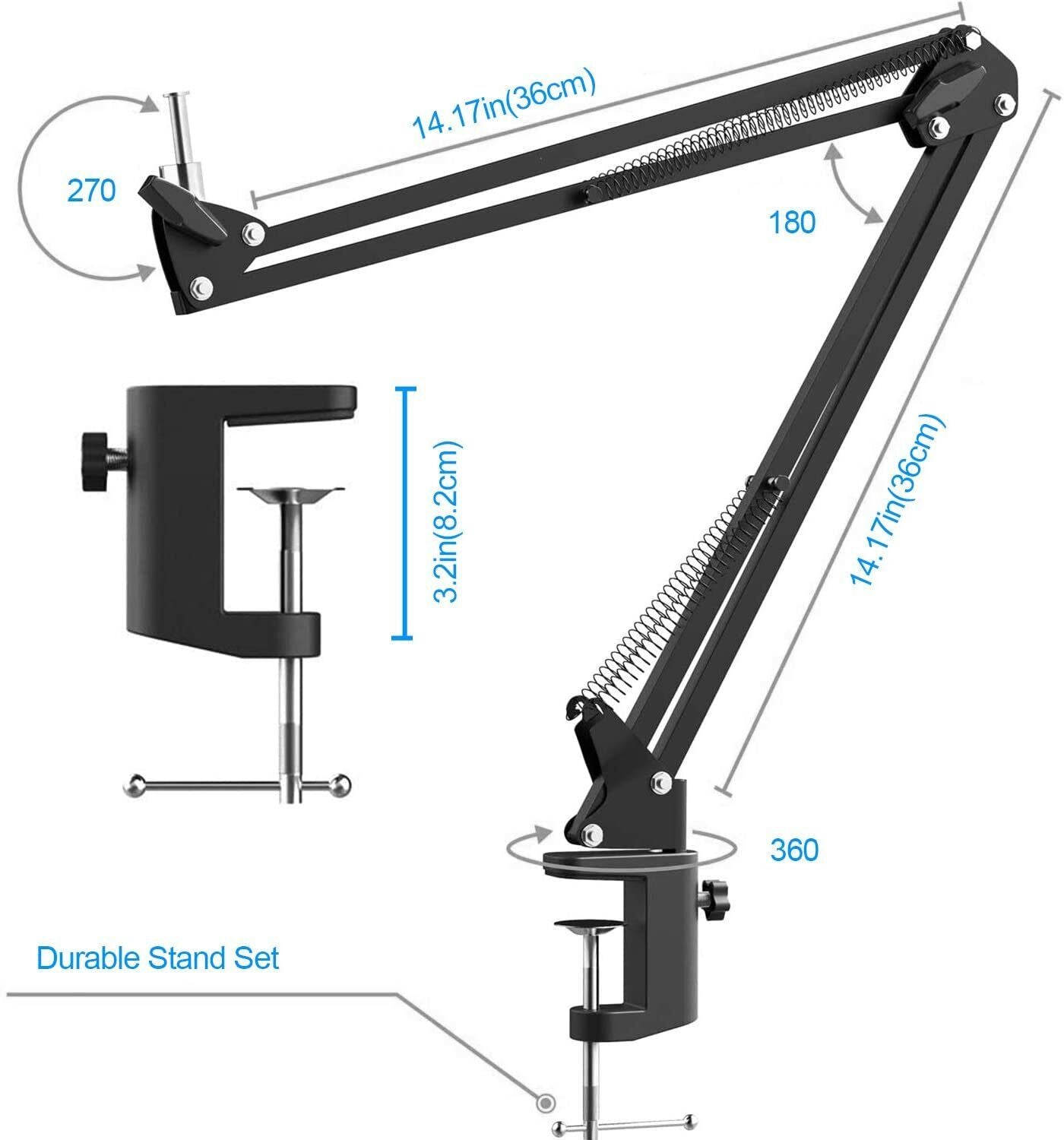 مجموعة كيت ميكروفون USB مصغر: ميكروفون مكثف، ذراع مقص قابل للتعديل - صوت استوديو واضح