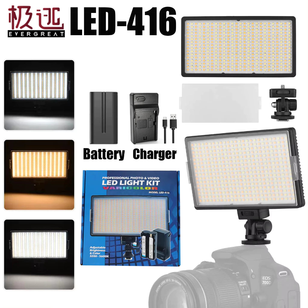 Panneau LED 416 Bi-Color avec Batterie pour Photo & Vidéo