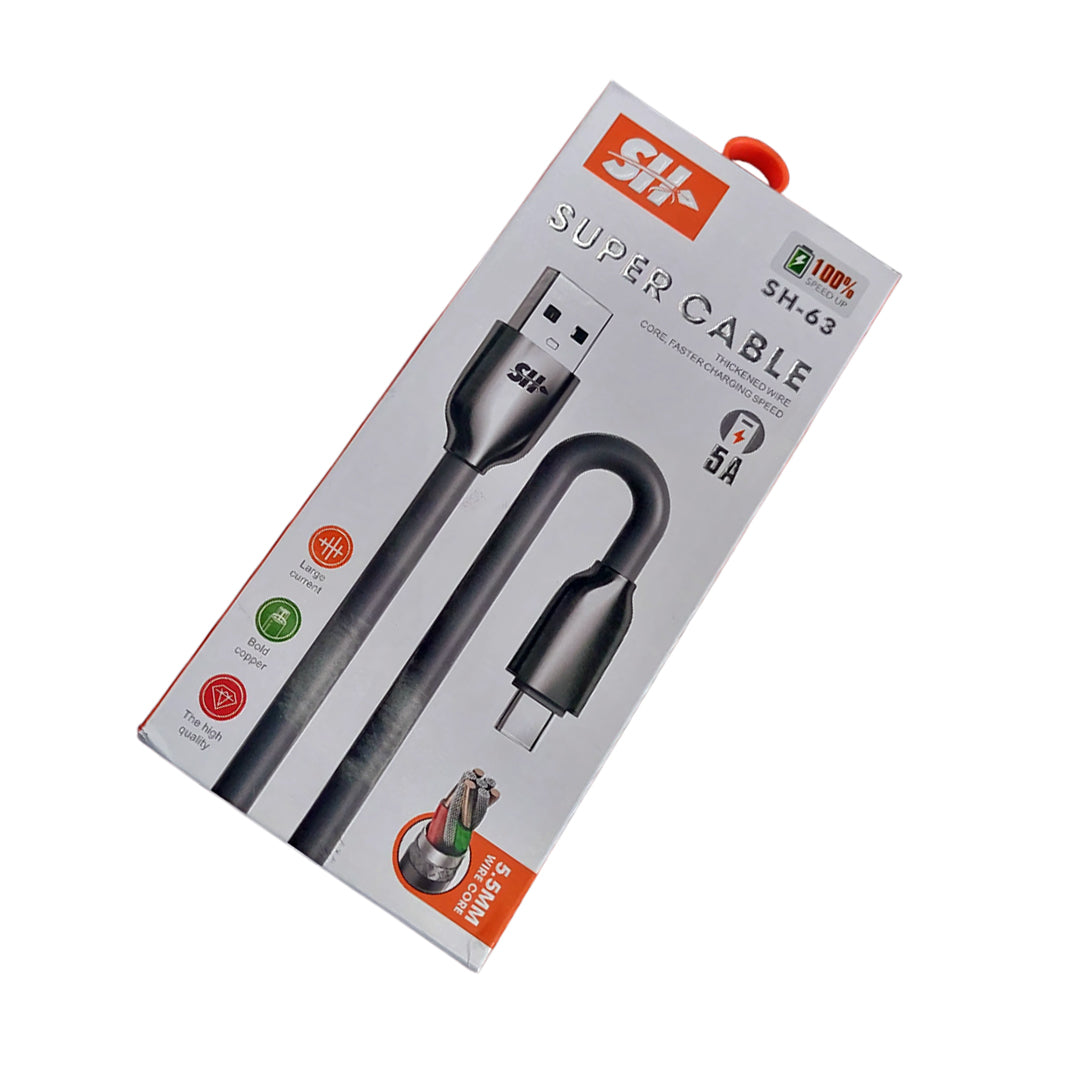 SH-63 : Câble Haut de Gamme de 1m - Charge Rapide 5A et Noyau 5,5mm
