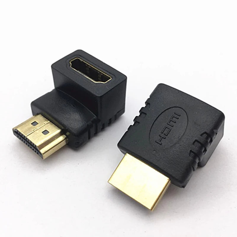 محول HDMI ذكر إلى أنثى، موصل مقاوم بزاوية 90 درجة