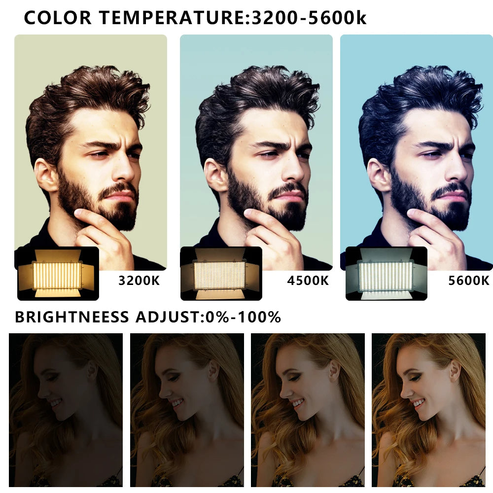Projecteur Studio Vidéo LED U800+ avec Trépied – Éclairage Bi-Color 2500K-8500K Réglable