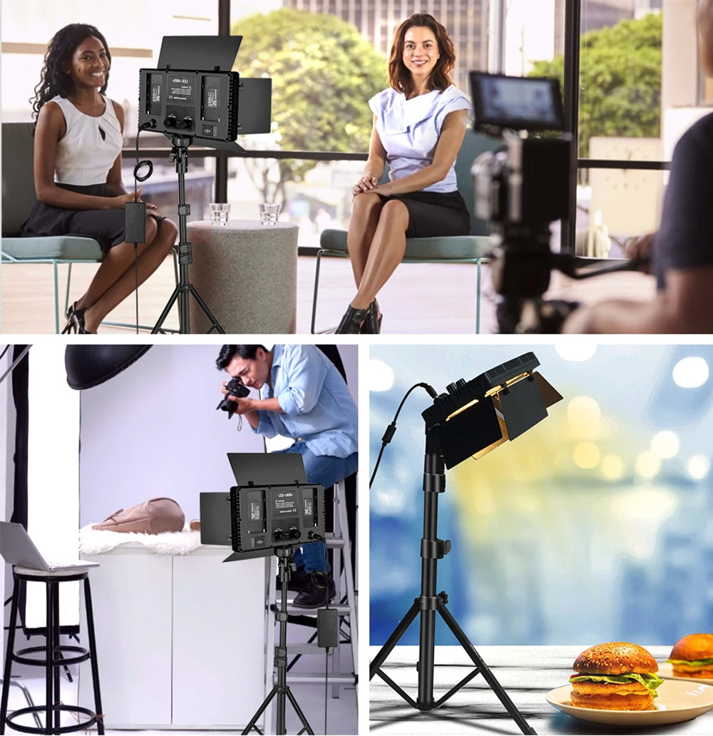 Projecteur Studio Vidéo LED U800+ avec Trépied – Éclairage Bi-Color 2500K-8500K Réglable