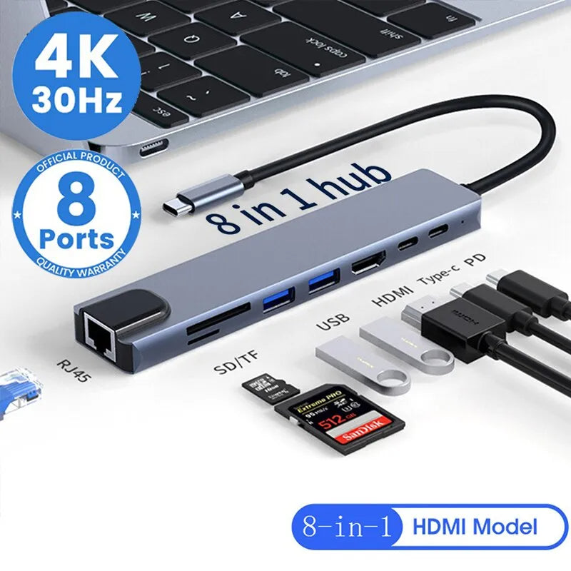 Station d'accueil Thunderbolt 3 avec Hub USB-C 8-en-1 et Sortie 4K