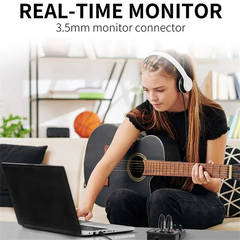 Carte son Mixeur Portable professionnel Q-12 avec phantom 48V