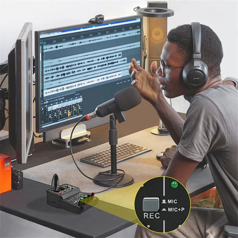 Carte son Mixeur Portable professionnel Q-12 avec phantom 48V