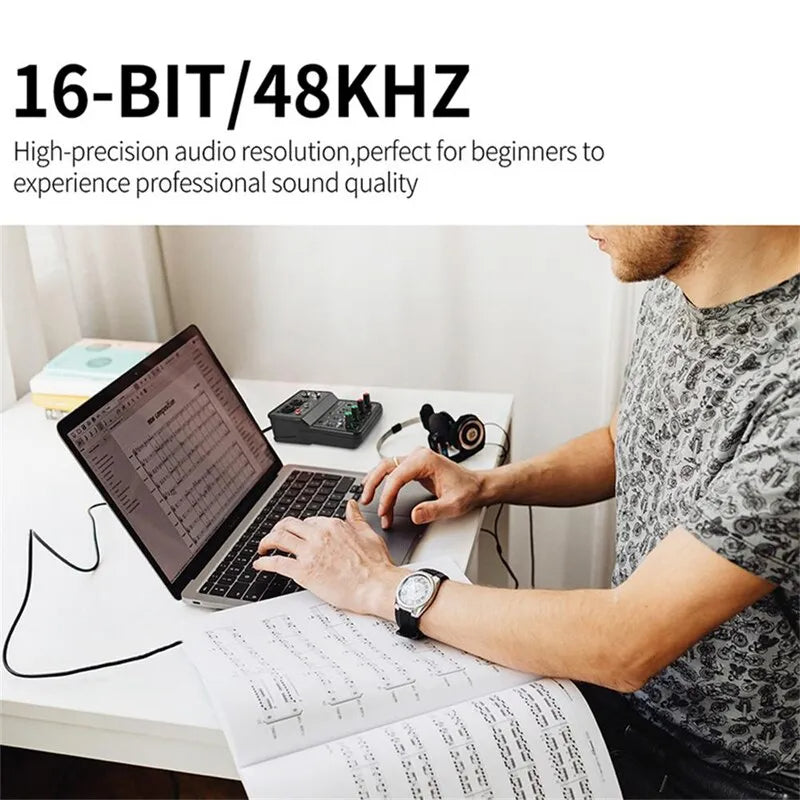 Carte son Mixeur Portable professionnel Q-12 avec phantom 48V