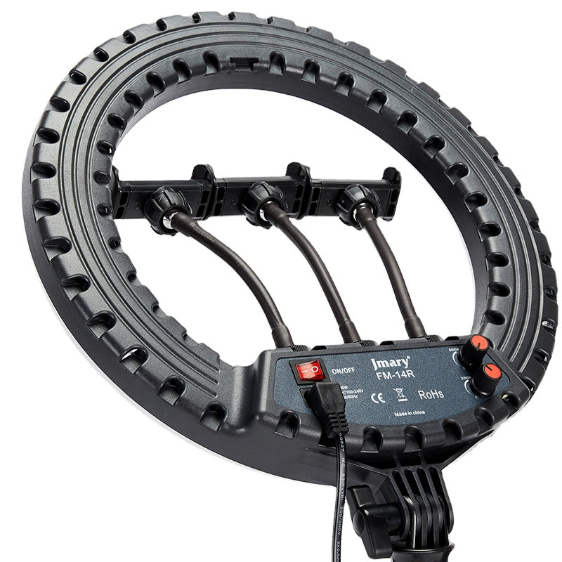 حلقة ضوء احترافية 36 واط - Jmary FM14R 34 سم LED قابلة للتعتيم + حامل ثلاثي 2 م