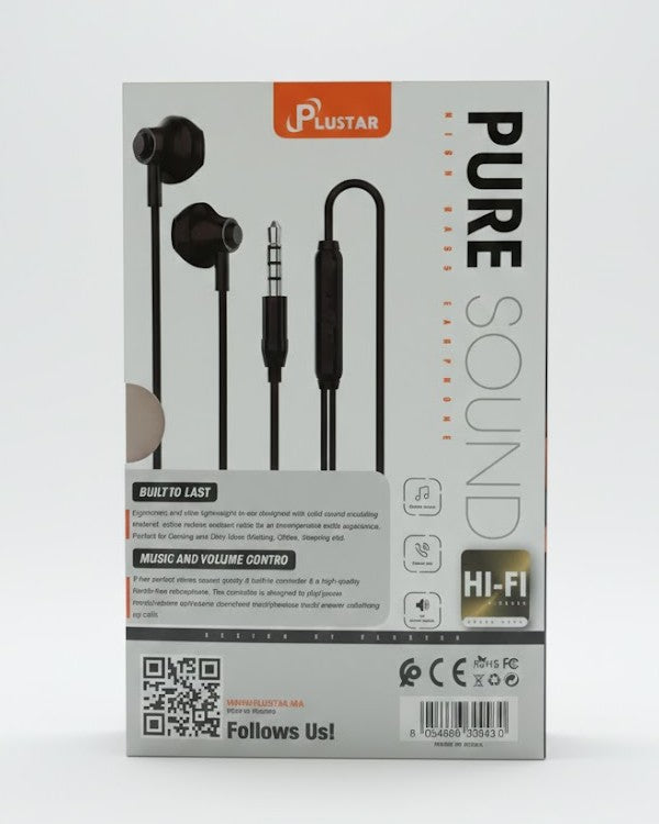 Écouteurs Filaire Plustar DP-308 Hi-Fi avec Basses Renforcées