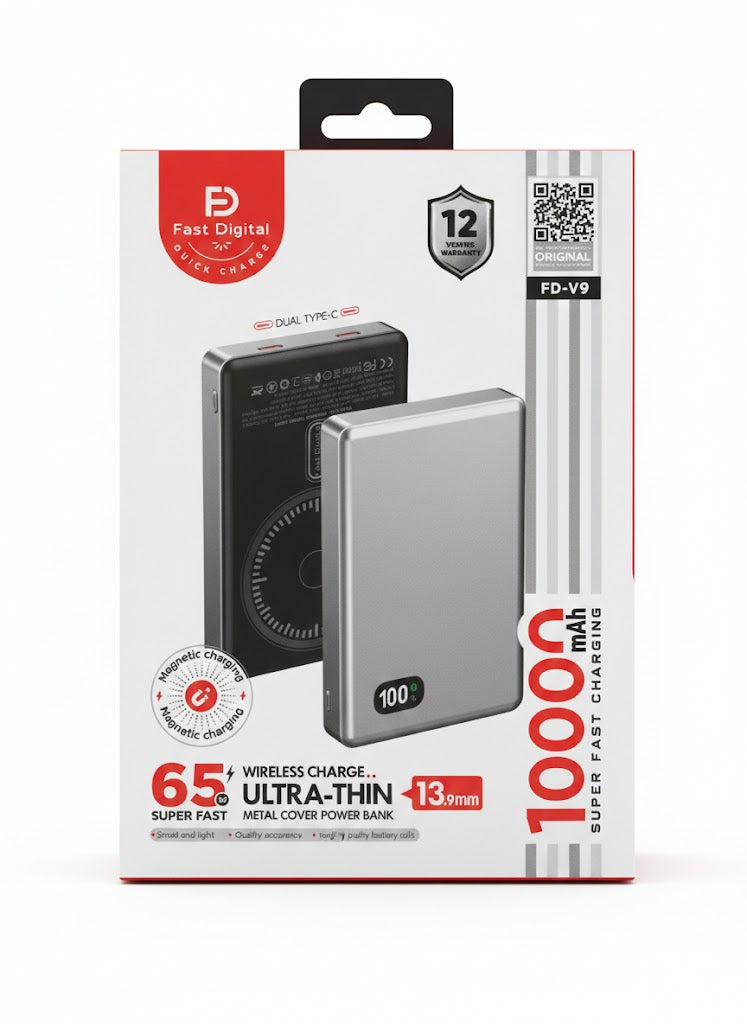 Power Bank Magnétique Ultra-Mince Fast Digital FD-V9 10000mAh