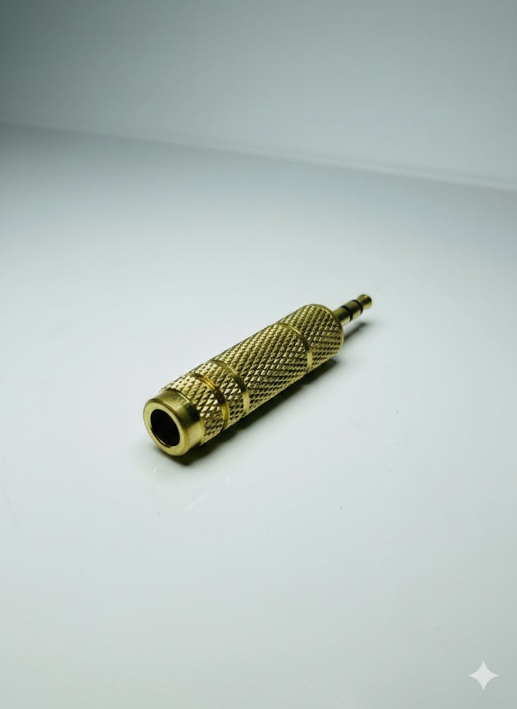 Adaptateur Audio Jack 3.5mm Femelle vers 6.35mm Male Dore