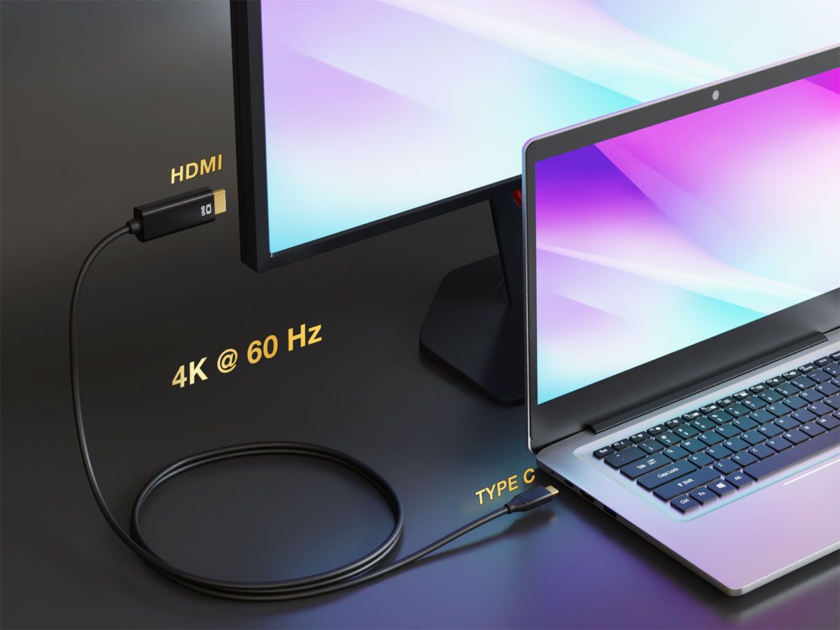 Câble USB 3.1 Type C vers HDMI 4K - 1m (Mâle à Mâle) Noir