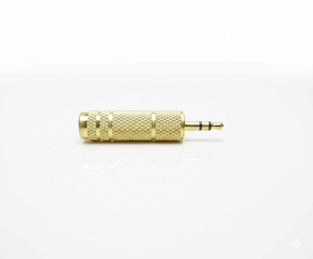 Adaptateur Audio Jack 3.5mm Femelle vers 6.35mm Male Dore