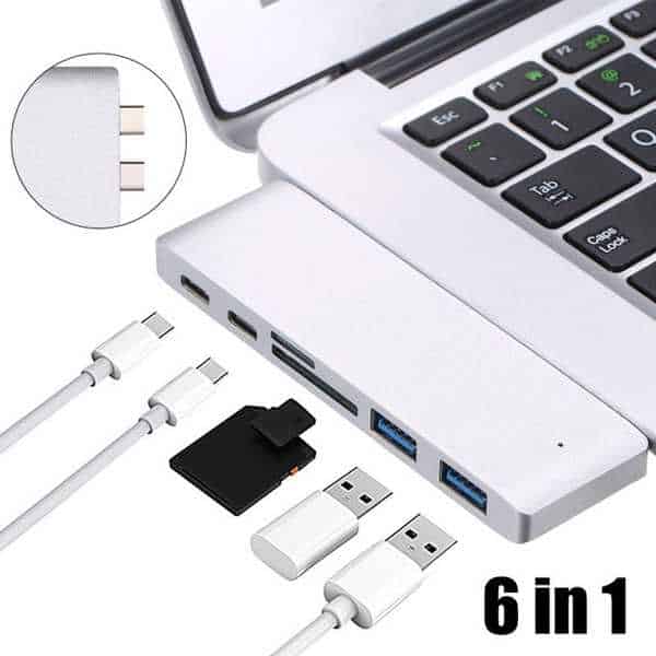 Concentrateurs USB 6 en 1 Ports USB double Type-C Ports USB 3.0 doubles
