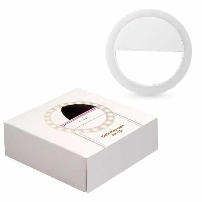 Clip à piles Selfie Ring Light pour appareil photo de téléphone Photographie vidéo Rose/Blue