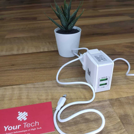 Chargeur rapide 2.4A 2 port auto-ID pour Iphone U7-8
