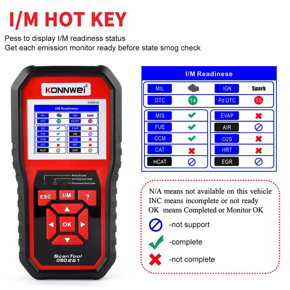 KW850 Outil d'analyse Konnwei Professionnel Obd2